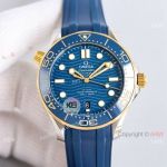 Swiss Copy Omega Seamaster Diver 300m Clone 8800 Two Tone Blue Dial Watches 42mm